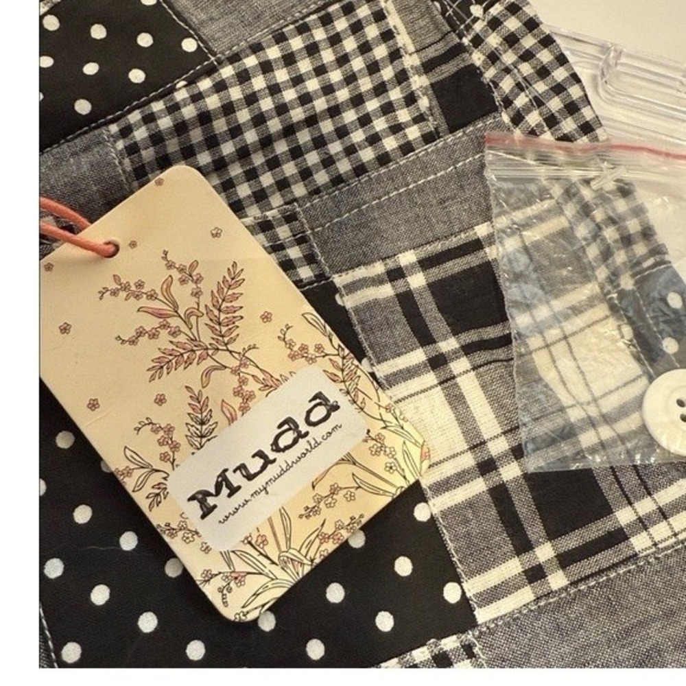 NWT Mudd Patchwork Denim Black White Gingham Polk… - image 5